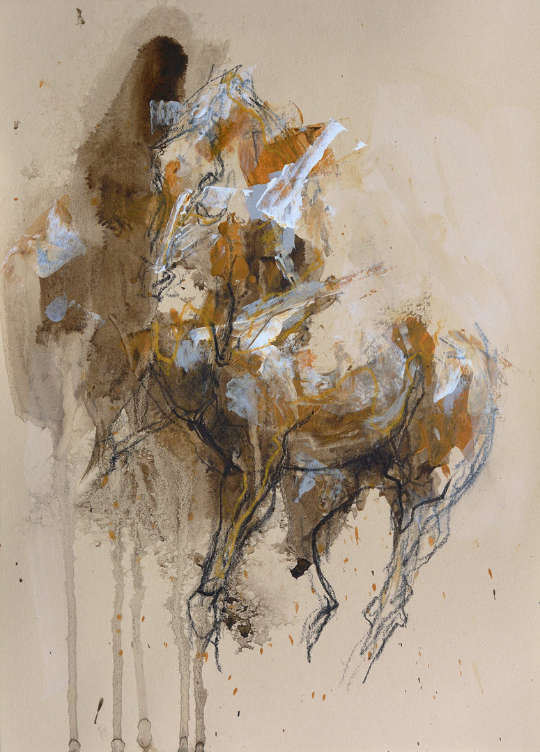 Renewal 4, mixed media painting on paper