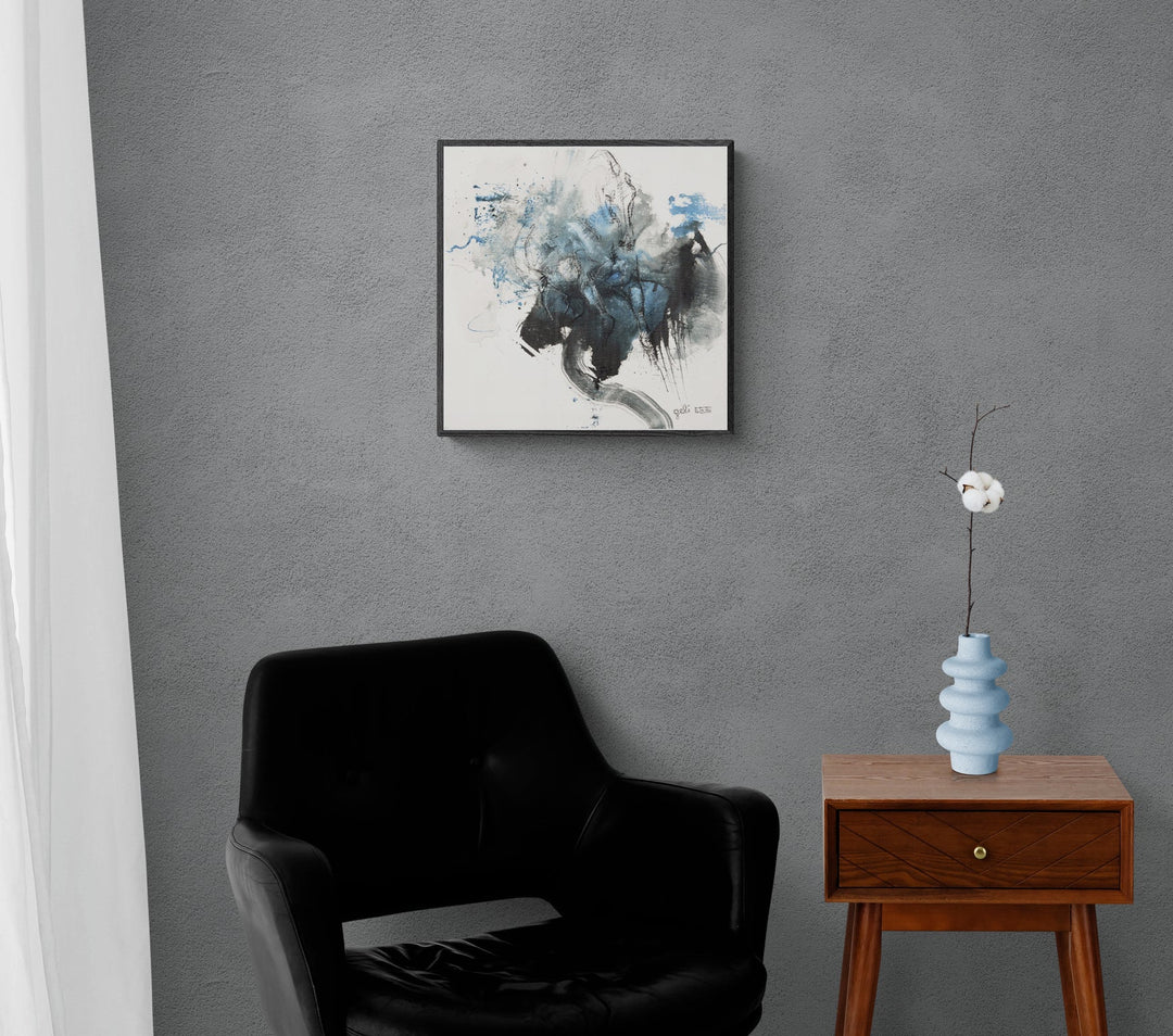 Horse Memory 6t - Full Body Equine Art Blue Painting by Bénédicte Gelé