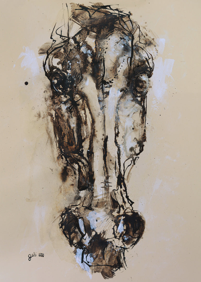 face to face 4a horse painting on paper