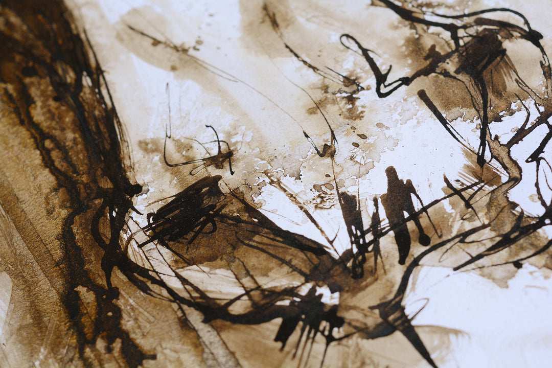 Face to Face 6a - Expressive Ink Equine Portrait Art by Bénédicte Gelé