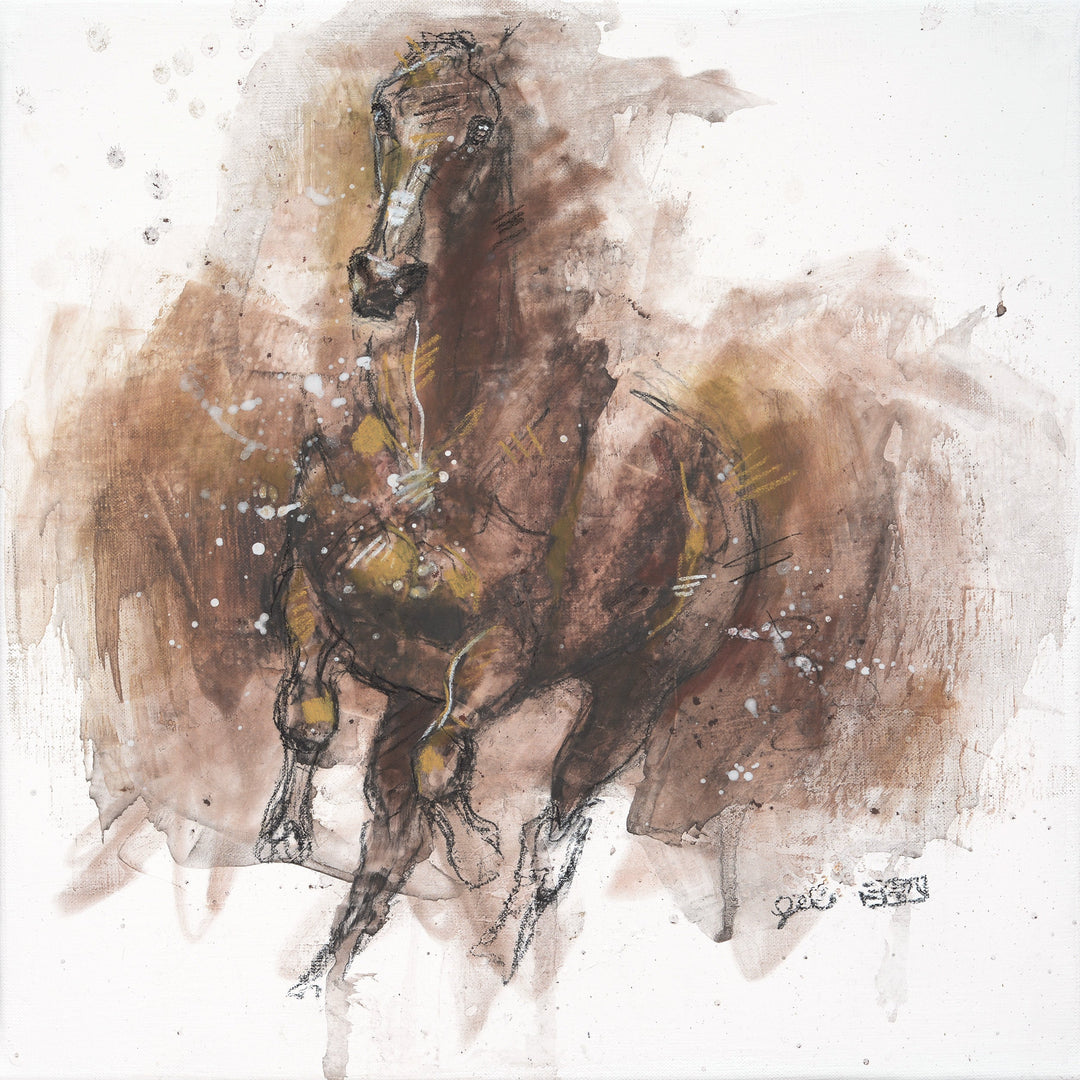 "Run 5p" - Equine Movement Painting Art by Bénédicte Gelé