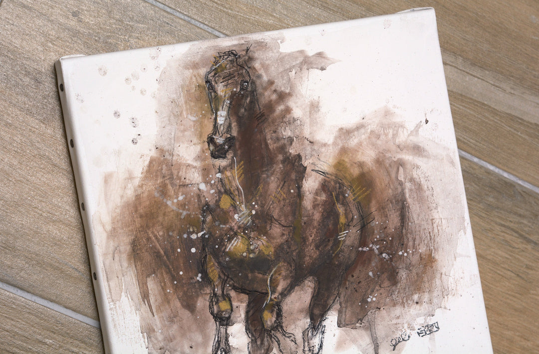 "Run 5p" - Equine Movement Painting Art by Bénédicte Gelé
