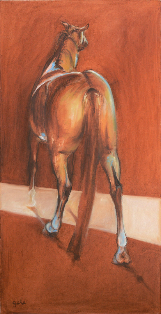 "On the Threshold of Fear" - Full Body Equine Art by Bénédicte Gelé