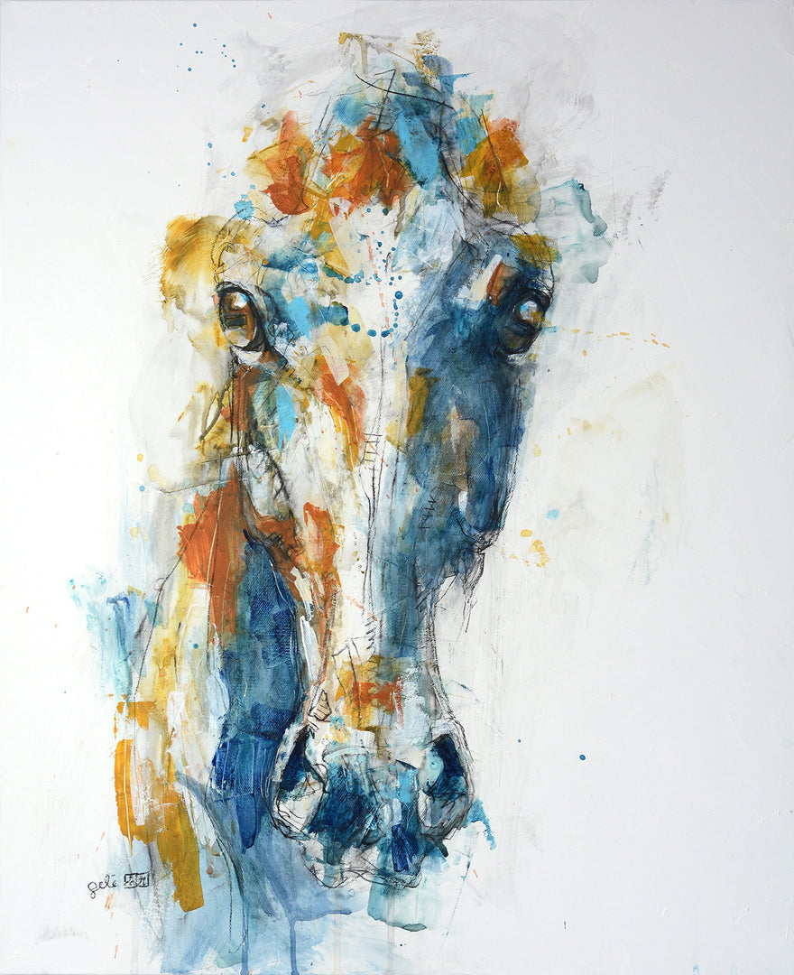 Face to Face 36t horse head painting by Bénédicte Gelé