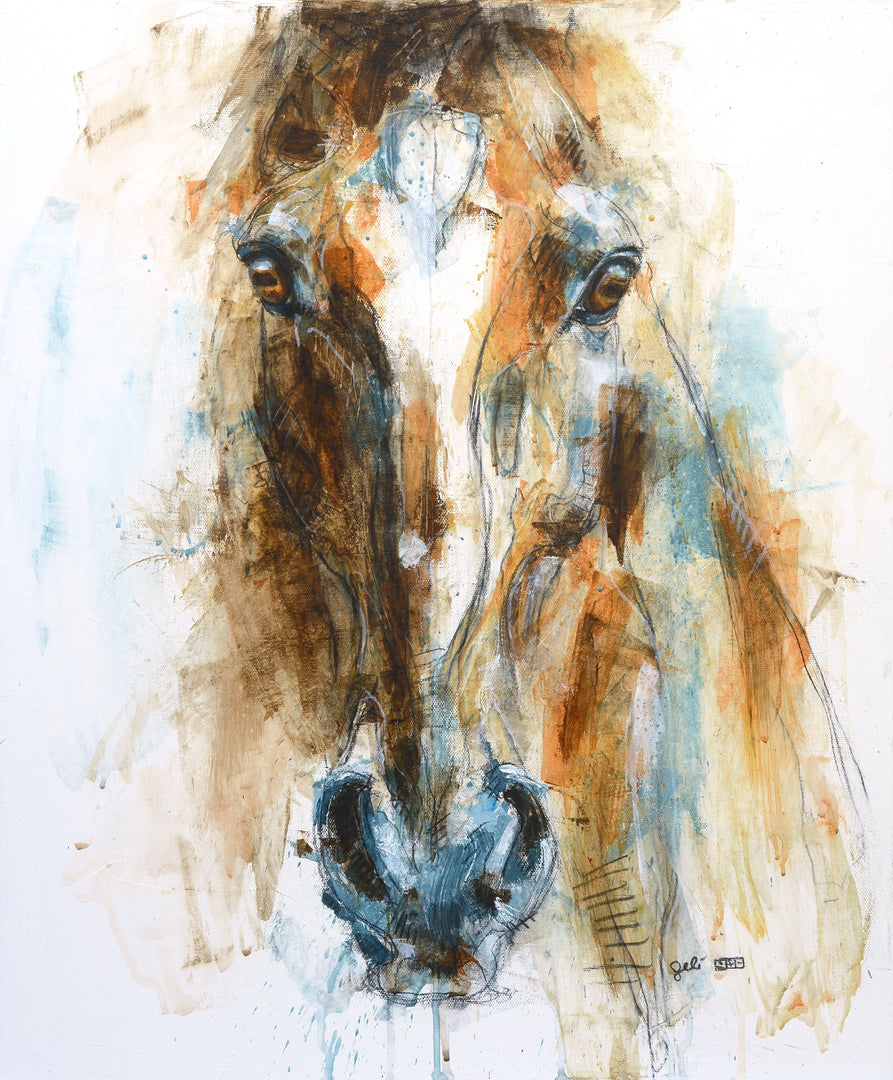 Face to Face 43t - Expressive Horse Portrait by Bénédicte Gelé