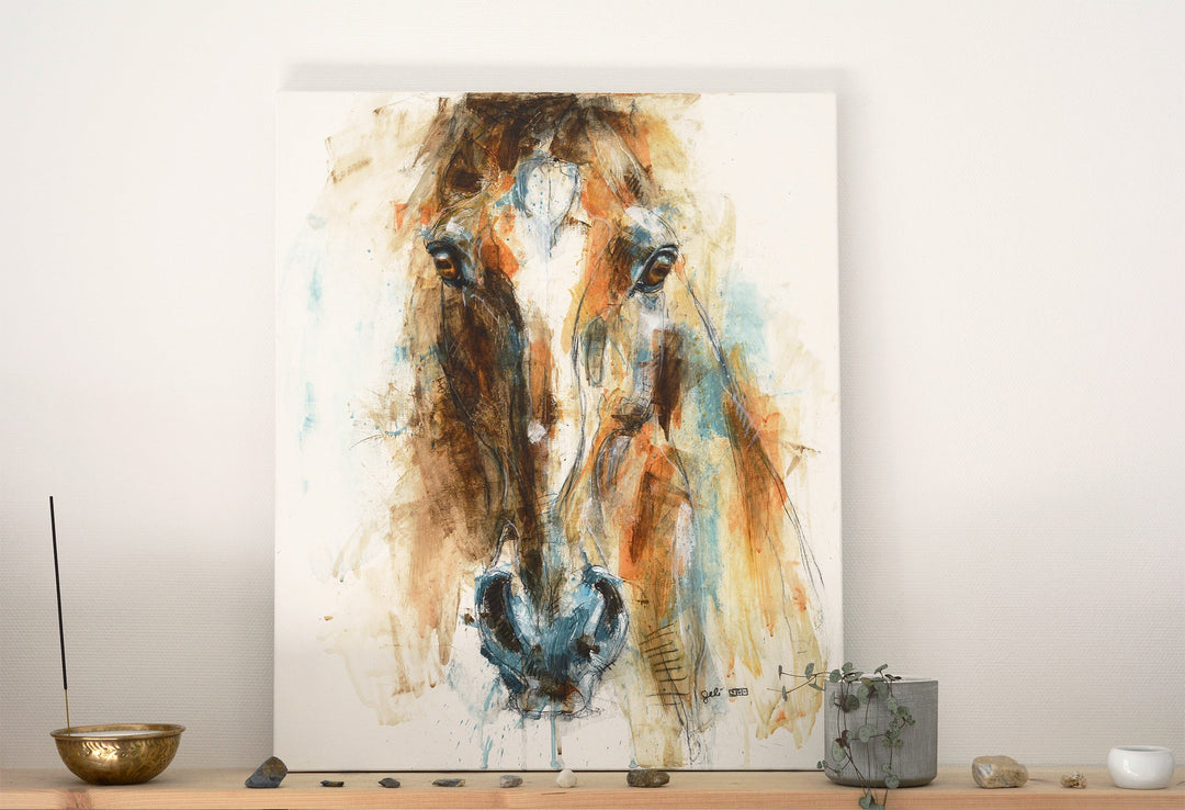 Face to Face 43t - Expressive Horse Portrait by Bénédicte Gelé