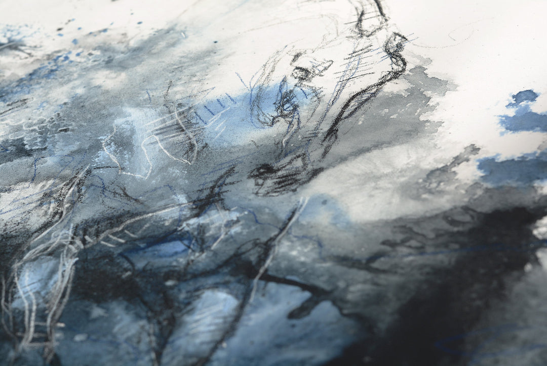 Horse Memory 6t - Full Body Equine Art Blue Painting by Bénédicte Gelé