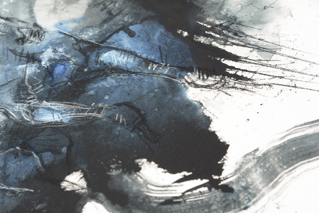 Horse Memory 6t - Full Body Equine Art Blue Painting by Bénédicte Gelé