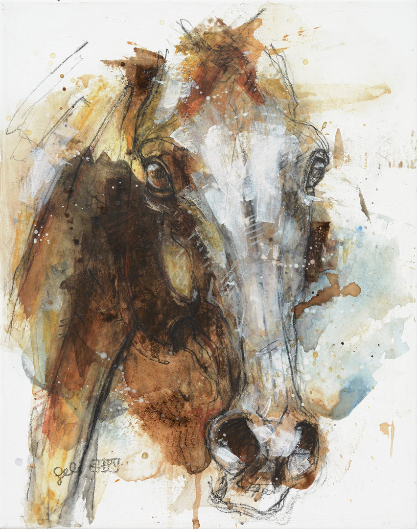 Face to Face 73t - Expressive Equine Portrait Art by Bénédicte Gelé