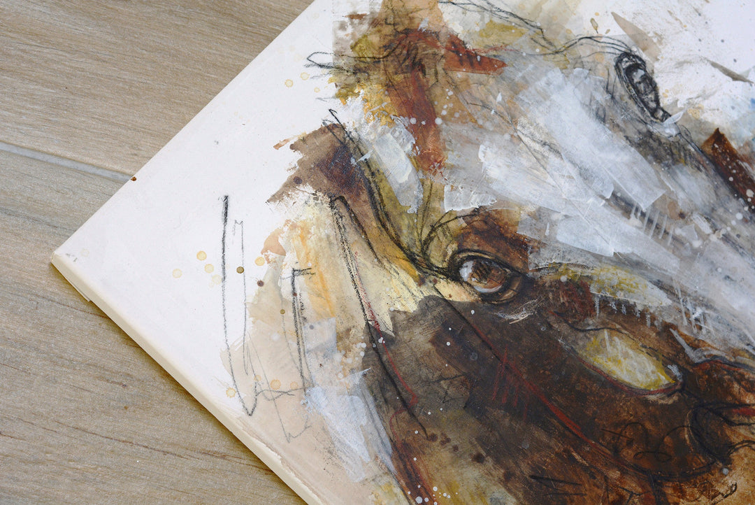Face to Face 73t - Expressive Equine Portrait Art by Bénédicte Gelé