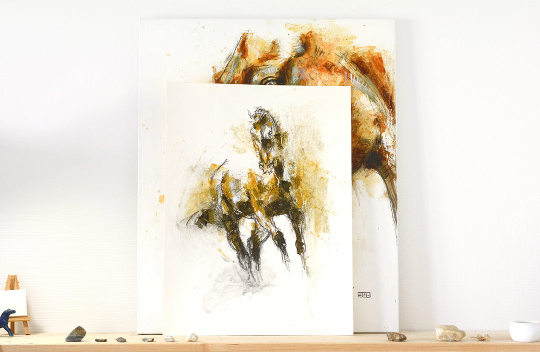 Equine Nude 119t - Full Body Equine Art Painting by Bénédicte Gelé