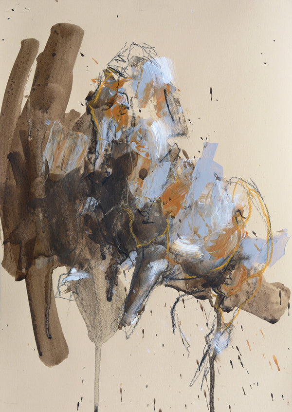 Renewal 2, mixed media painting on paper