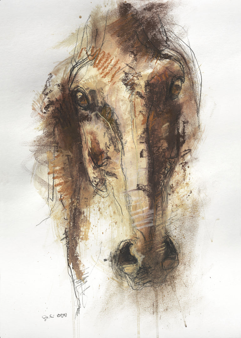 Face to Face 15p - Horse Head painting horse painting by contemporary artist Bénédicte Gelé