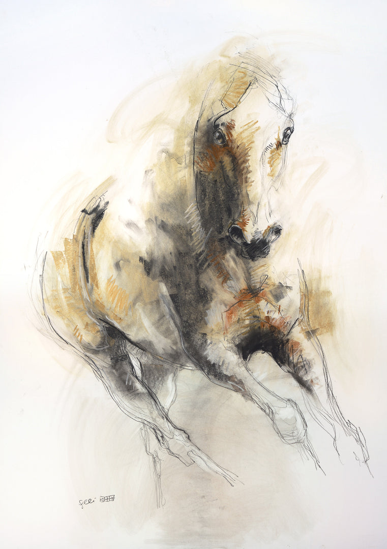 Raw Equine 2p - Horse Drawing horse painting by contemporary artist Bénédicte Gelé