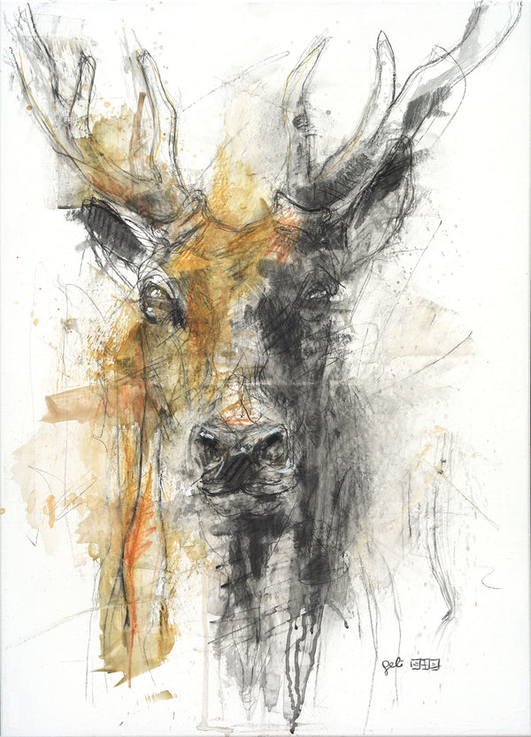 Deer - Contemporary Animal Painting horse painting by contemporary artist Bénédicte Gelé