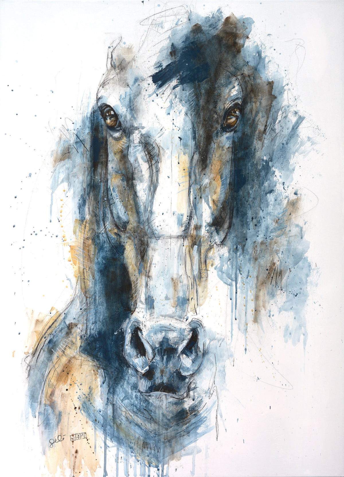 Face to Face 70t - Horse Portrait Painting horse painting by contemporary artist Bénédicte Gelé